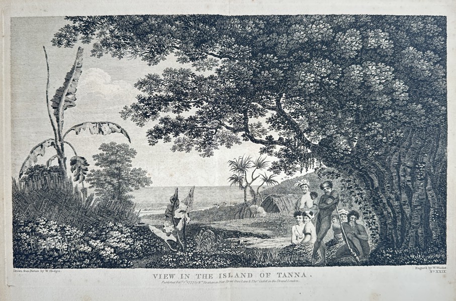 William Hodges (1744–1797) – View in the Island of Tanna – Engraving (1777)