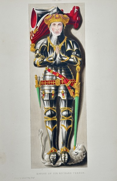 Henry Shaw (1800–1873) – Effigy of Sir Richard Vernon – Lithograph with hand-coloring (c. 1843)