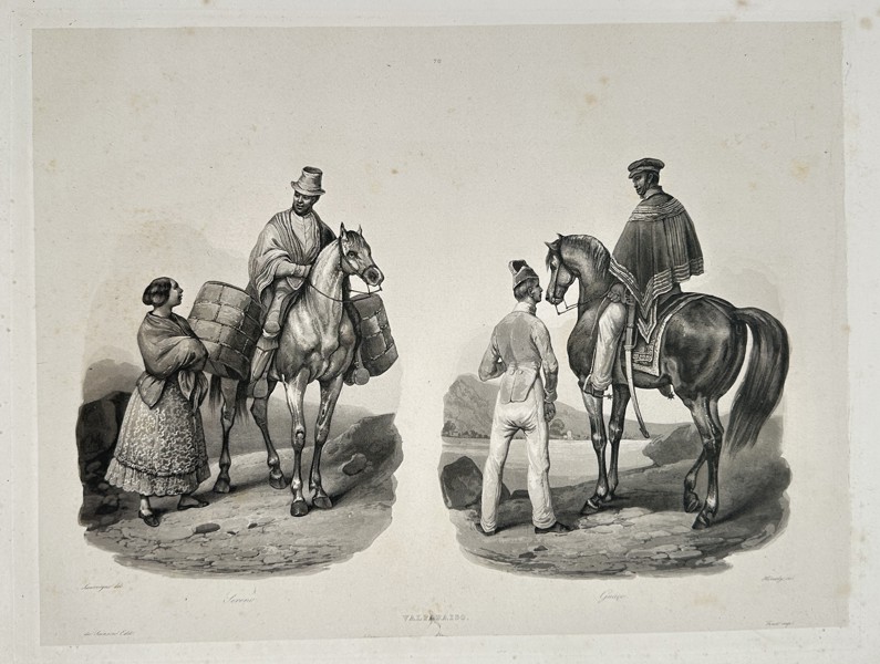 Louis-Auguste de Sainson (1800–1887) – View of Valparaíso, Chile – Lithograph (c. 1834)