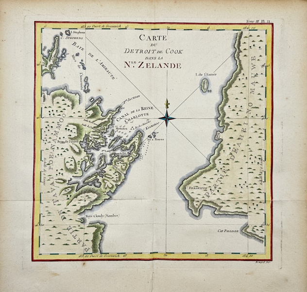 Robert Benard / James Cock - Map of Oceania - New Zealand, Queen Charlotte Sound, Totaranui