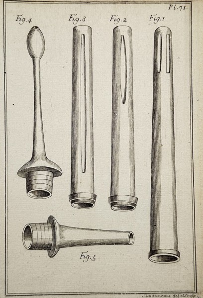 Nicolaas Bidloo (c. 1670–1735), after – Medical Tubes and Spatula (Plate 76) – Engraving (c. 1739)