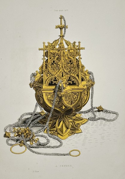 Henry Shaw (1800–1873) – A Censer (Censer from circa 1450) – Engraving with hand-coloring (c. 1840)