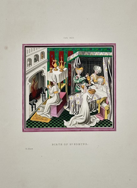 Henry Shaw (1800–1873) – Birth of St Edmund – Chromolithograph (c. 1840)