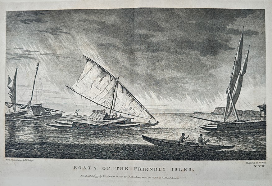 William Hodges (1744–1797), after – Boats of the Friendly Isles – Engraving (1777)
