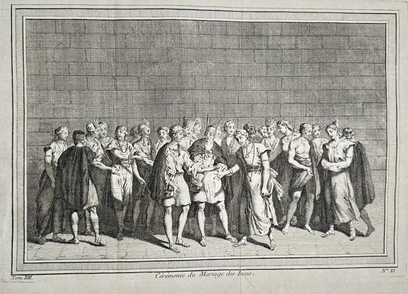 Jakob van der Schley (1715–1779) – Cérémonie du Mariage des Incas (Inca Marriage Ceremony) – Engraving (c. 1755)