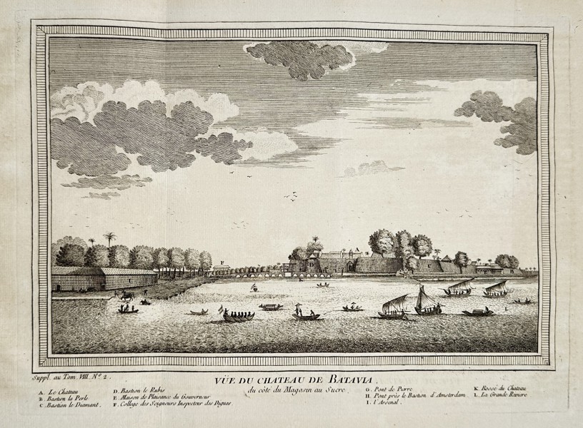 Jakob van der Schley (1715–1779) – Vue du Chateau de Batavia (View of the Castle of Batavia) – Engraving (c. 1755)