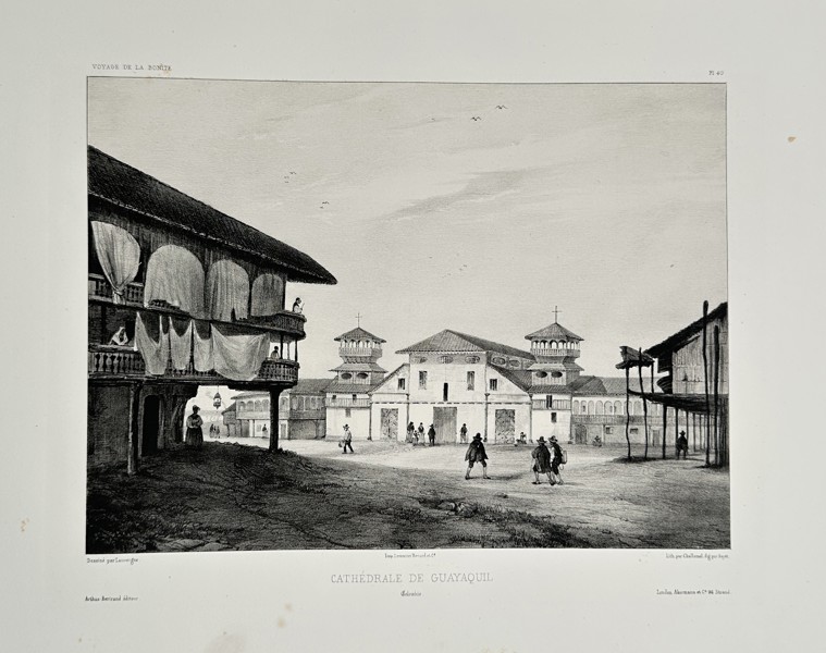 Barthélémy Lauvergne (1805–1871) – Cathédrale de Guayaquil (Cathedral of Guayaquil) – Engraving (1838)