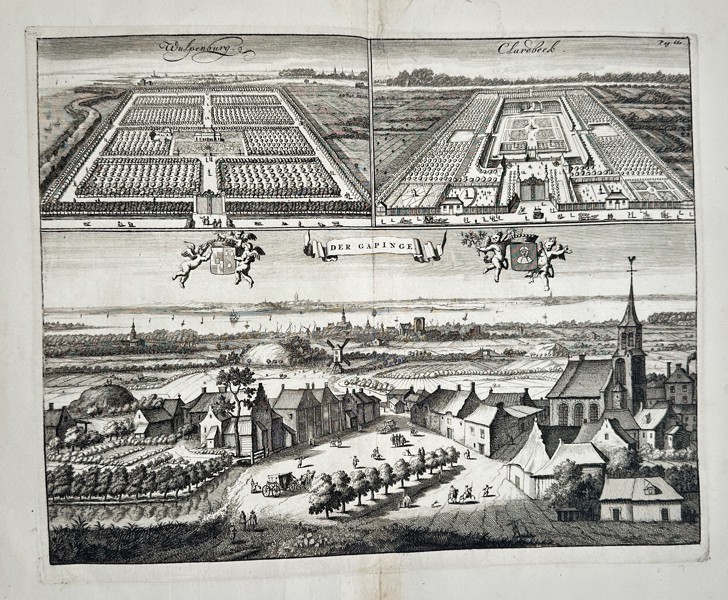 Mattheus Smallegange (1644–1710) – View of Yerseke and Cloosterdick (Zeeland, Netherlands) – Engraving (1696)