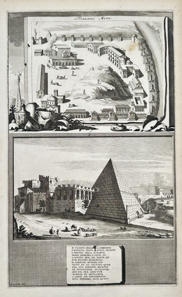 Bernard de Montfaucon (1655–1741) – Palatium Roma and Sepulchre of Cestius (Rome, Italy) – Engraving (1704)