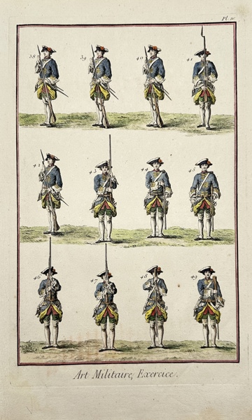 Robert Benard - Hand-coloured Engraving - Art Militarie - Exercice 