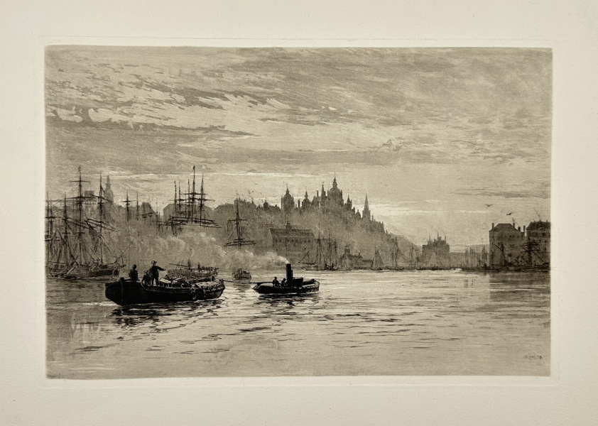 Axel Herman Haig (1835-1921) - Etching and Aquatint - Swedish Landscape - Söder - View of Stockholm