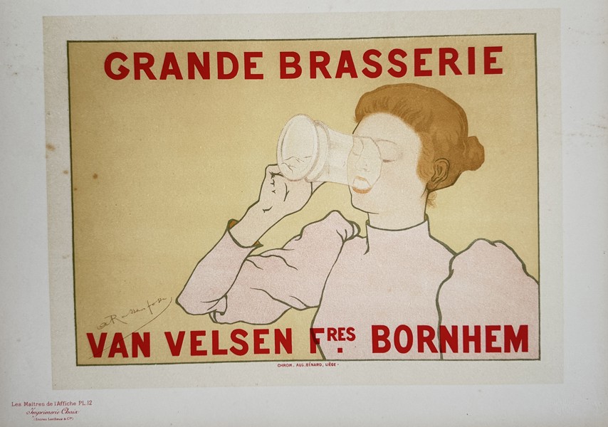 Armand Rassenfosse (1862–1934) – Grande Brasserie Van Velsen Frères Bornhem – Chromolithograph (c. 1896)