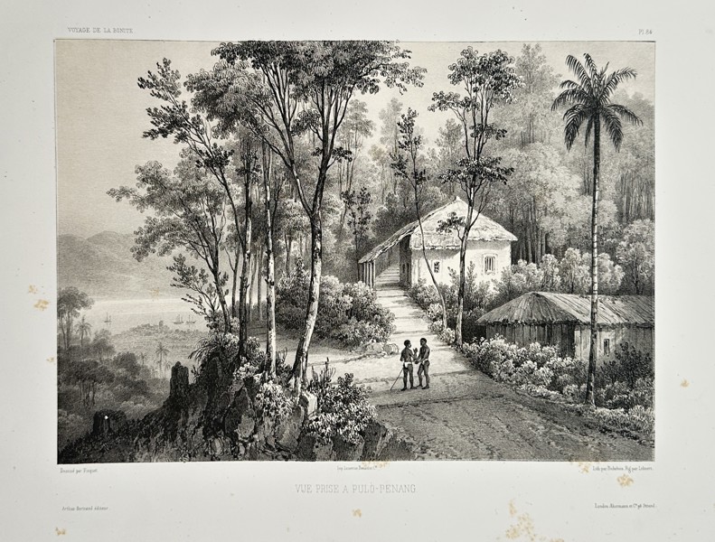 Louis-Auguste de Sainson (1800–1887) – View of Prise a Pulo-Penang – Lithograph (c. 1834)