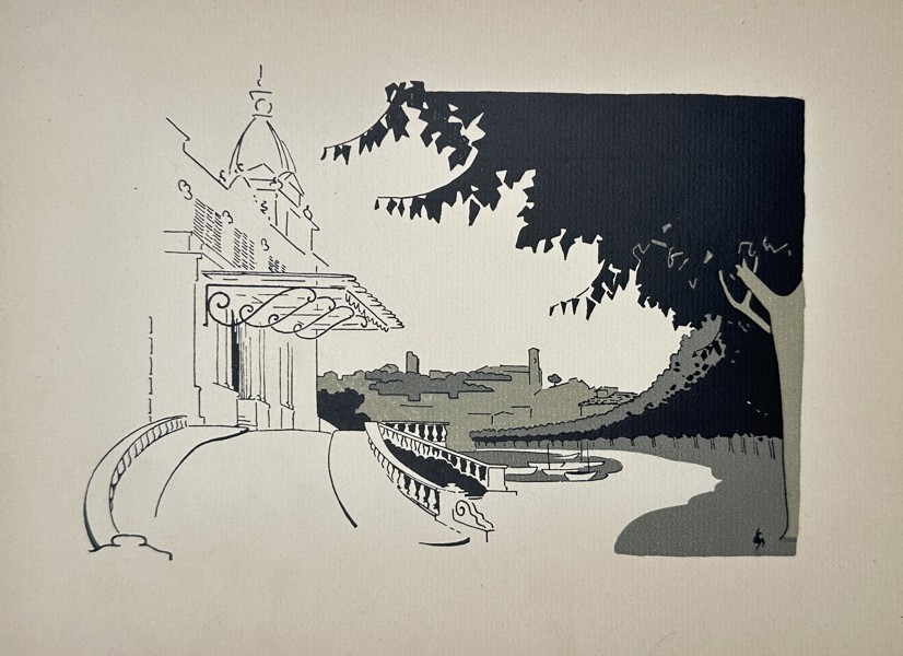 Gaston-Stéphane – View of a Lakeside Pavilion – Illustration (c. 1923)