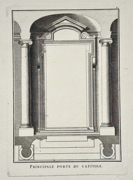 Giacomo Barozzi da Vignola (1507–1573) – Measured Elevation of the Principal Doorway of the Capitol, Rome – Copperplate engraving (c. 1750)