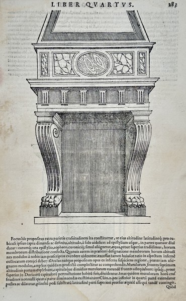 Sebastiano Serlio (1475–1554) – Elaborate Architectural Pedestal from The Five Books of Architecture – Woodcut (1545)