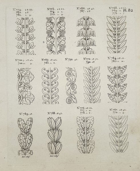 Joseph Beunat (1771–c. 1827) – Ornamental Frieze and Border Designs from Architectural Ornaments – Engraving (c. 1813)