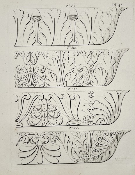 Joseph Beunat (1771–c. 1827) – Designs for Architectural Moldings and Friezes from Architectural Ornaments – Engraving (c. 1813)