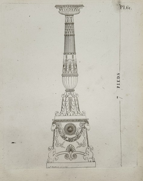 Joseph Beunat (1771–c. 1827) – Design for an Ornate Pedestal (Pieds) from Architectural Ornaments – Engraving (c. 1813)