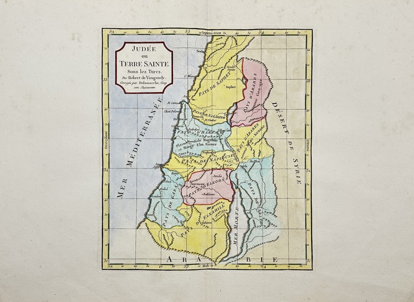 Robert de Vaugondy - Hand-coloured map of Judea or the Holy Land 