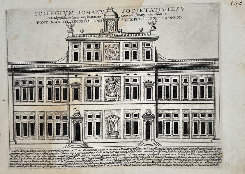 Giacomo Lauro (fl. 1600–1645) – The Roman College of the Society of Jesus – Copperplate engraving (Early 17th Century)