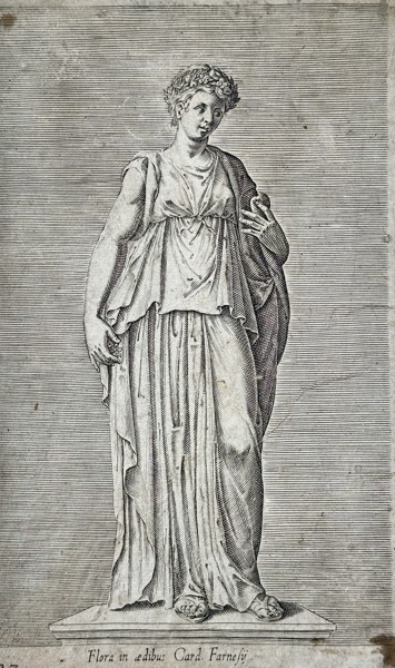 Giovanni Battista de Cavalieri (1526–1597) – Flora in the Farnese Palace Collection – Engraving (Late 16th Century)
