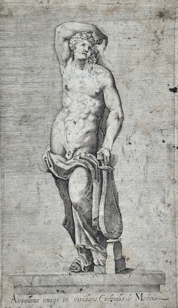 Giovanni Battista de Cavalieri (1526–1597) – Apollo in the Medici Garden Collection – Engraving (Late 16th Century)