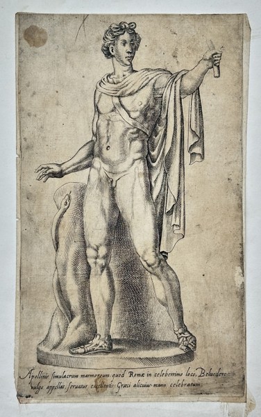 Giovanni Battista de Cavalieri (1526–1597) – Apollo Belvedere Sculpture – Engraving (Late 16th Century)