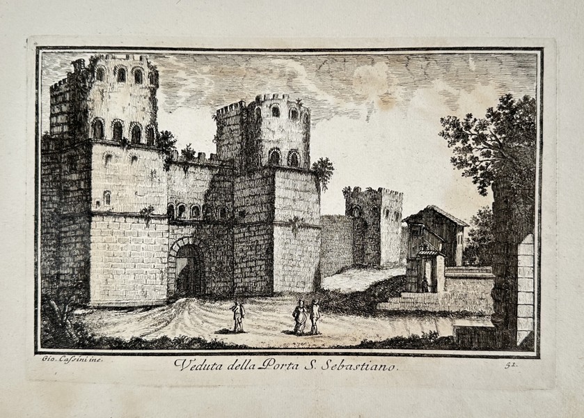 Giuseppe Vasi (1710–1782) – View of the Porta San Sebastiano – Copperplate engraving (18th Century)