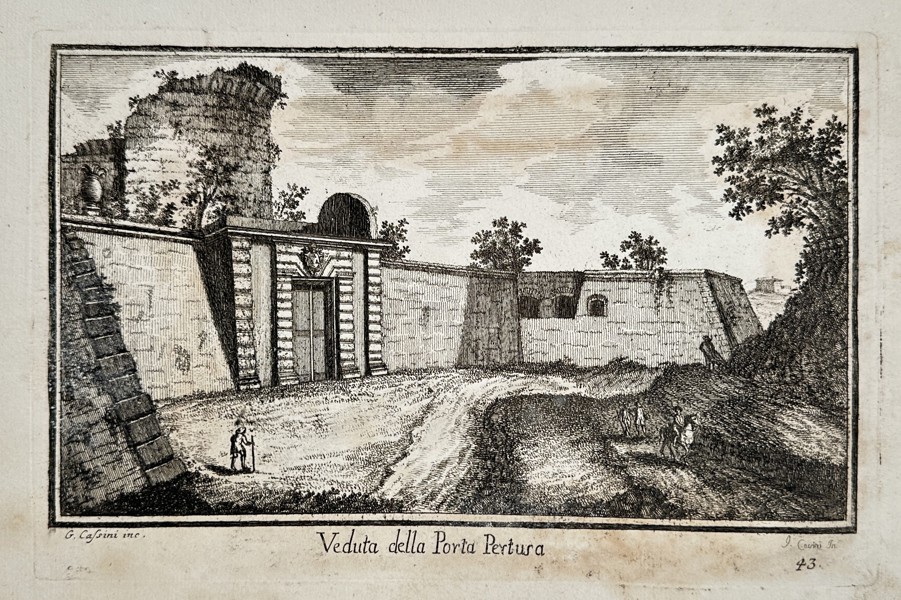 Giuseppe Vasi (1710–1782) – View of the Porta Pertusa – Copperplate engraving (18th Century)