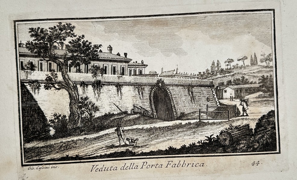 Giuseppe Vasi (1710–1782) – View of the Porta Fabbrica – Copperplate engraving (18th Century)