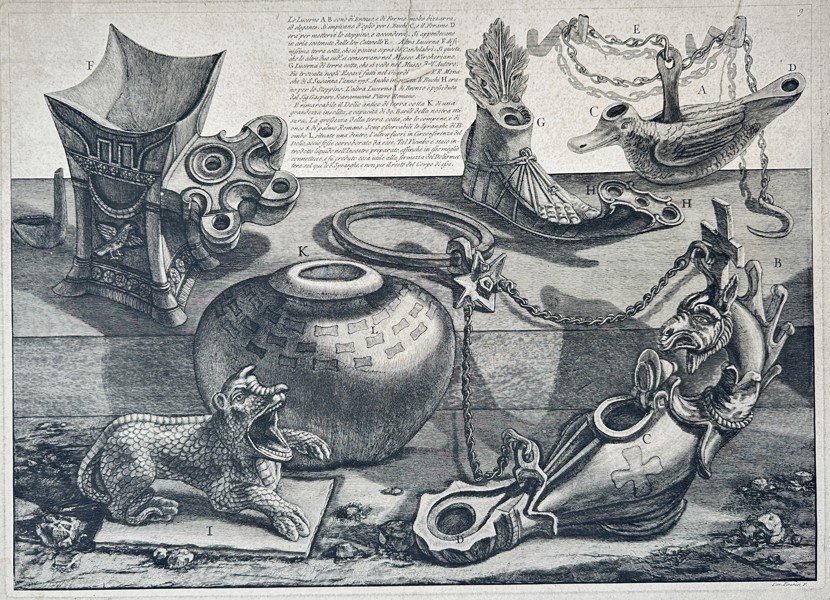Giovanni Battista Piranesi (1720–1778) – Collection of Ancient Vases and Ornamental Fragments – Etching (Mid-18th Century)