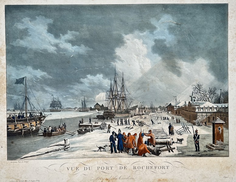 Ambroise-Louis Garneray (1783–1857), after – View of the Port – Aquatint engraving with hand-coloring (c. 1830)