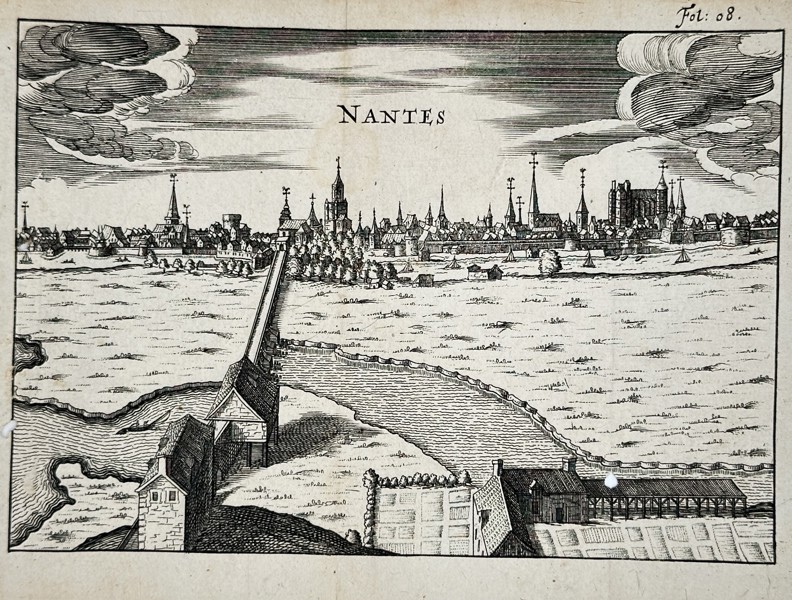 Christophe Nicolas Tassin (d. 1660) – Map of Nantes, France – Copperplate engraving (c. 1636)