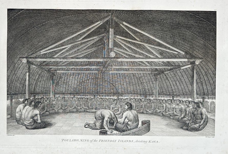 John Webber (1751–1793) – Poulaho, King of the Friendly Islands, Drinking Kava – Engraving - Large Folio (1784)