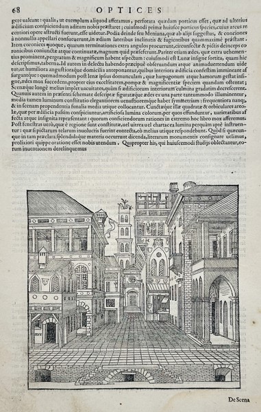 Sebastiano Serlio (1475–1554) – The Comic Scene (Stage Set Design) – Woodcut (Circa 1545-1600)