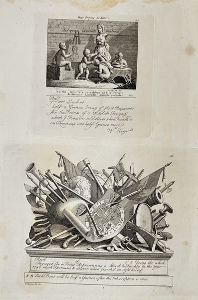 William Hogarth (1697-1764) - Receipt for March to Finchley and Boys Peeping at Nature