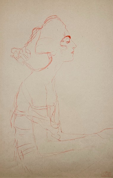 Gustav Klimt (1862-1918) after - Collotype printed in red "Sitzende Frau" (Sitting Frau)