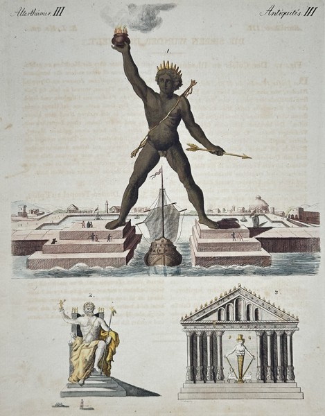 Friedrich Johann Justin Bertuch (1747–1822) – Antiquities: Wonders of the Ancient World – Hand-colored copperplate engraving (19th Century)