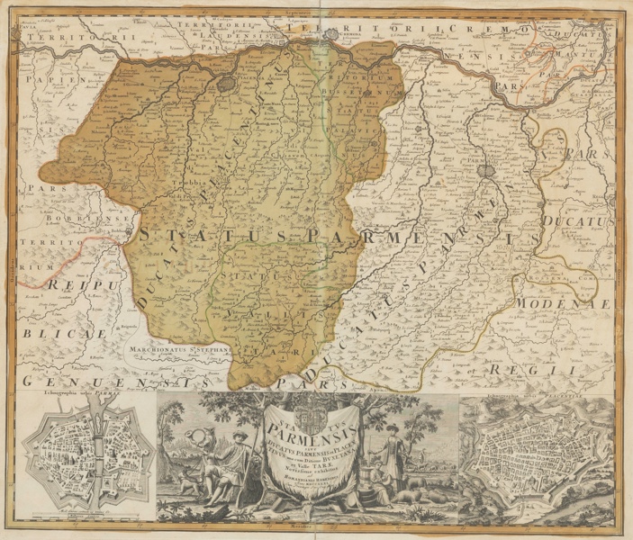 Homann Heirs - “Status Parmensis” - Map of Parma, Emilia-Romagna, Italy 
