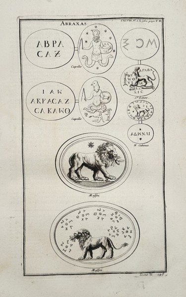 Bernard de Montfaucon (1655–1741) – Abraxas and Gnostic Gems – Copperplate engraving (c. 1719–1724)
