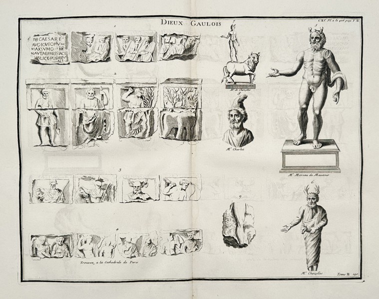 Bernard de Montfaucon (1655–1741) – Gallic Gods (Dieux Gaulois) and Gallo-Roman Monuments – Copperplate engraving (1719–1724)