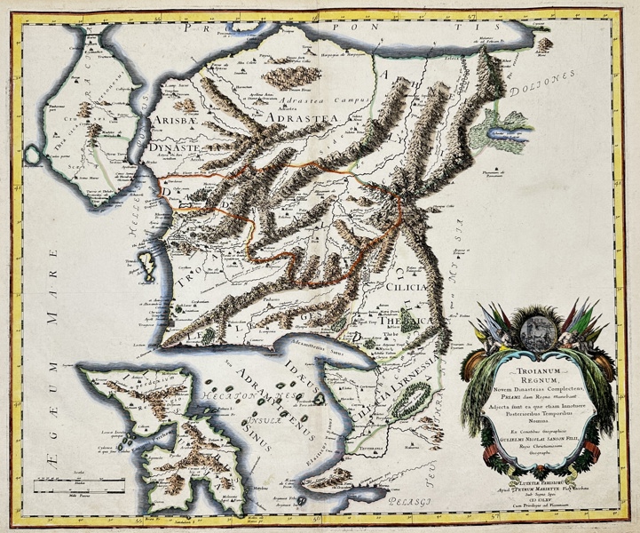 Guillaume Sanson - Map of Turkey - Greece and Türkiye - Troy - Troianum Regnum, Novem Dinasteias Complectens; Priami dum Regna Manebant; Adjecta sunt ea quae etiam