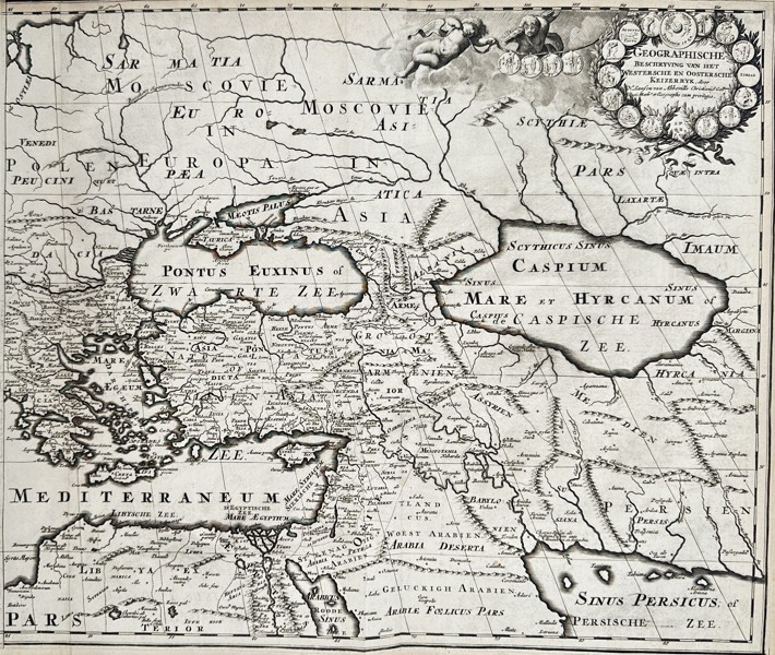 François Halma (1653–1722) – Map of the Middle Eastern Realms and Lands, Ancient and Modern – Copperplate engraving (18th Century)