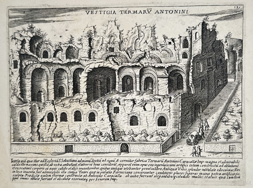 Giacomo Lauro (c. 1550–1605) – Ruins of the Baths of Caracalla (Vestigia Termarum Antonini) – Copperplate engraving (17th Century)