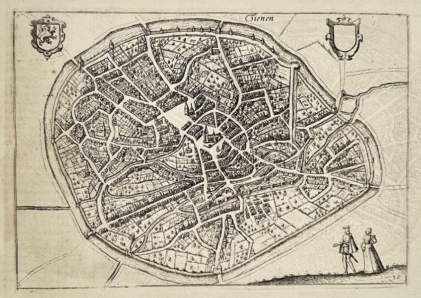 Lodovico Guicciardini (1521–1589) – Plan of Tienen (Belgium) – Engraving (Circa 1581-1612)