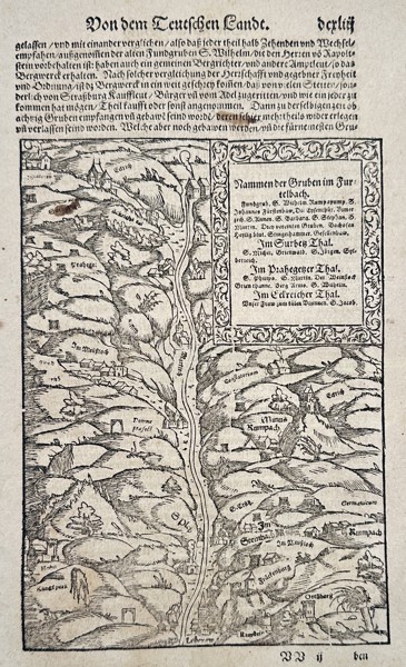 Sebastian Münster (1488–1552) – Map of the Source of the Danube and the Region of Fürstenberg (Germany) – Woodcut (Circa 1550-1590)