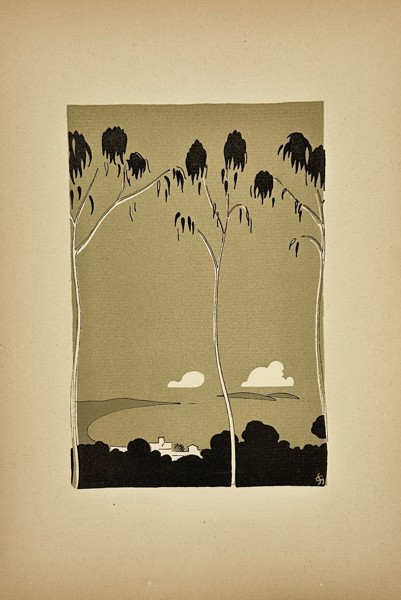 Archibald Bertram Webb (1887–1944) – Landscape with Trees – Woodcut/Linocut (c. 1920s–1930s)