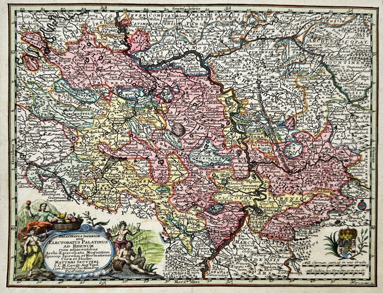 Tobias Konrad Lotter - Hand-coloured map - Palatinatus Inferior, sive Electoratus Palatinus Ad Rhenum