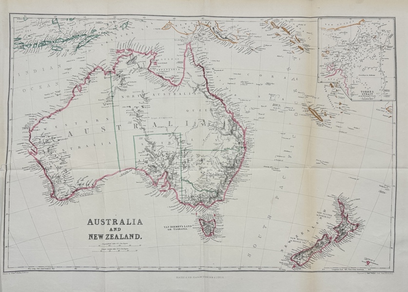 Blackie & Son - Oceania - Map of Australia and New Zealand - The Imperial Atlas of Modern Geography